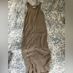 CJLA Sleeveless light olive waffle knit  Maxi Dress